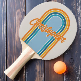Vintager Arch Retro Regenbogen mit Name Tischtennis Schläger