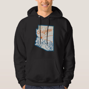 Vintager Arizona Staat Karte Handgezeichnete Wüste Hoodie