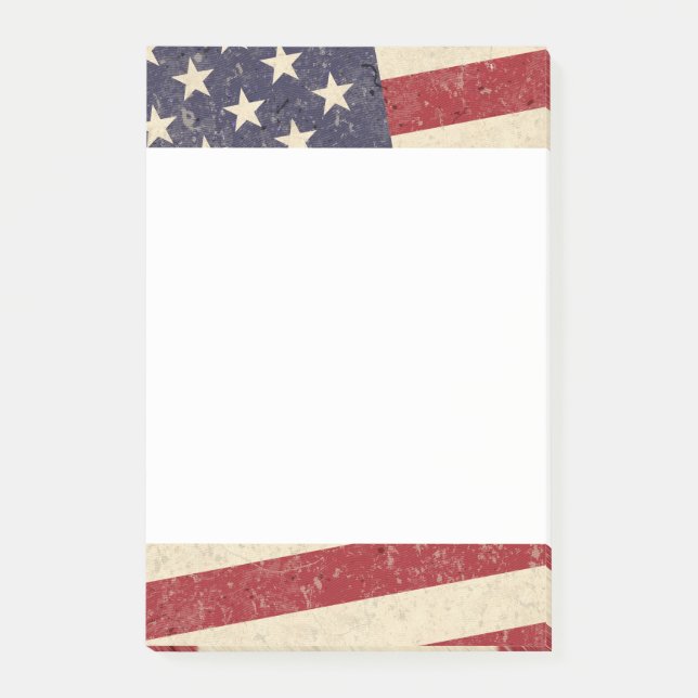 Vintager Art-amerikanische Flaggegrunge-Blick Post-it Klebezettel (Vorderseite)