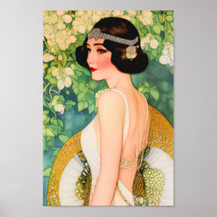Vintager Art-Deco-Flapper aus den 20er Jahren Poster