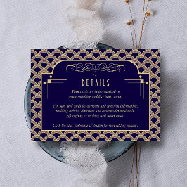 Vintager Art-Deco-Gatsby-Hochzeitsdetails der 20er Begleitkarte