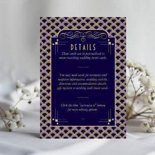 Vintager Art-Deco-Gatsby-Hochzeitsdetails der 20er Begleitkarte