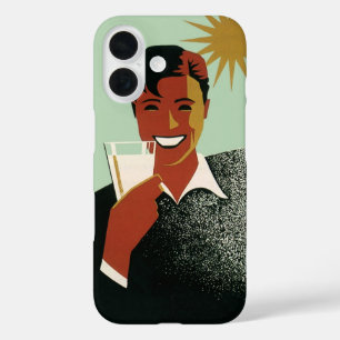 Vintager Art Deco Man, kalte Getränke im Sommer iPhone 16 Hülle