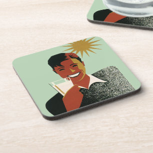 Vintager Art Deco Man, kalte Getränke im Sommer Getränkeuntersetzer
