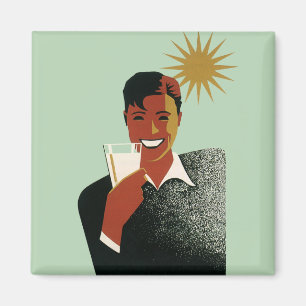 Vintager Art Deco Man, kalte Getränke im Sommer Magnet