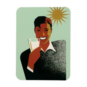 Vintager Art Deco Man, kalte Getränke im Sommer Magnet
