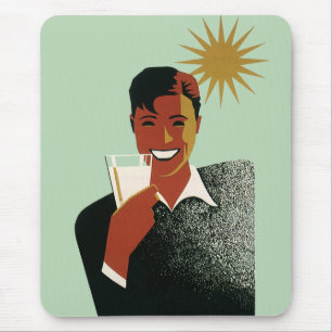 Vintager Art Deco Man, kalte Getränke im Sommer Mousepad