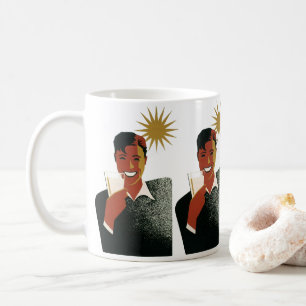 Vintager Art Deco Man, kalte Getränke im Sommer Tasse