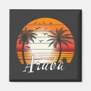 Vintager Aruba Palm Tree Summer Beach Magnet