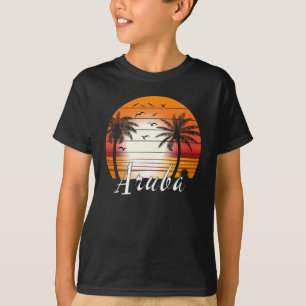 Vintager Aruba Palm Tree Summer Beach T-Shirt