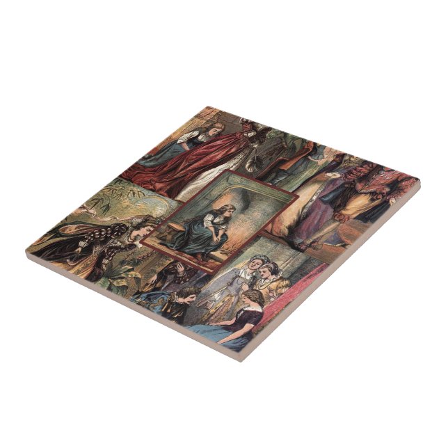 Vintager Aschenputtel-WeihnachtsMontage Fliese (Seite)
