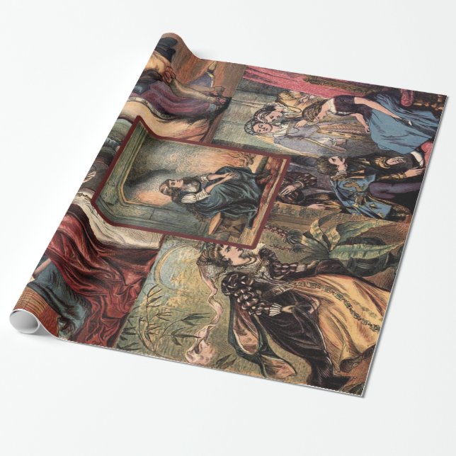 Vintager Aschenputtel-WeihnachtsMontage Geschenkpapier (Ungerollt)