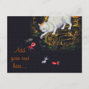 Vintager asiatischer Katzenfisch Postkarte