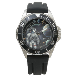 Vintager Astronaut und Planeten Armbanduhr