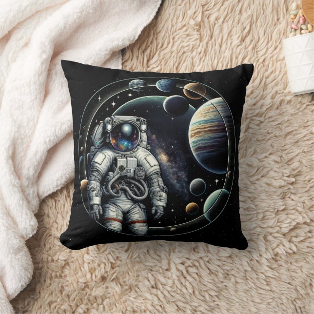 Vintager Astronaut und Planeten Kissen (Decke)