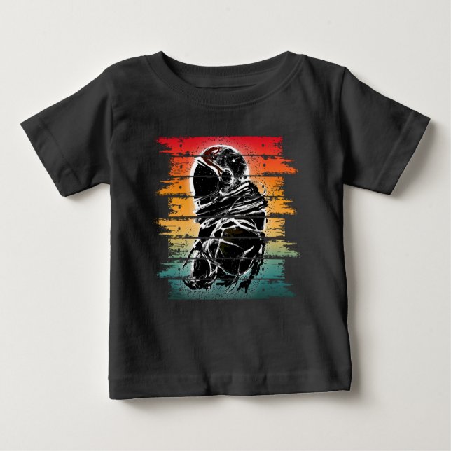 Vintager Astronautenschwarz und weiß Baby T-shirt (Vorderseite)