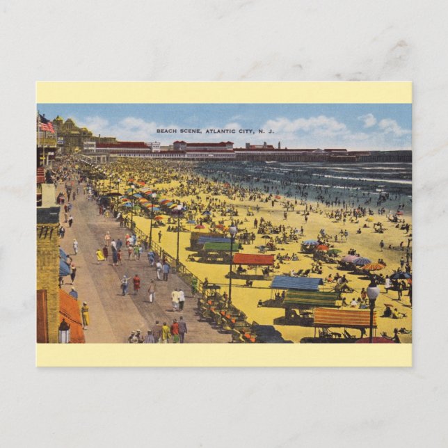 Vintager Atlantik City Beach Postkarte (Vorderseite)