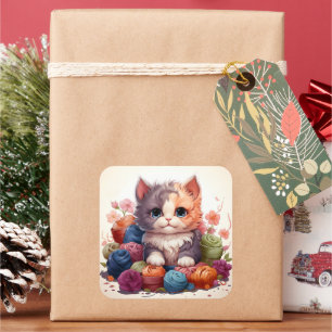 Vintager Aufkleber für niedliche Katze