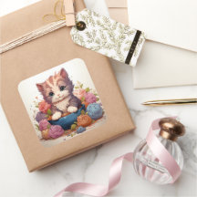 Vintager Aufkleber für niedliche Katze