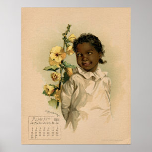Vintager August 1891 schöne zeichnend Kinder Poster