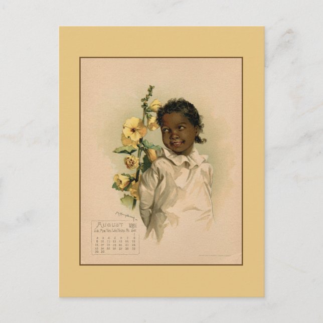 Vintager August 1891 schöne zeichnend Kinder Postkarte (Vorderseite)