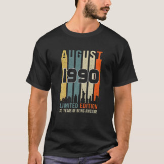 Vintager August 1990 gestaltet 30 Jahre alten Tag  T-Shirt