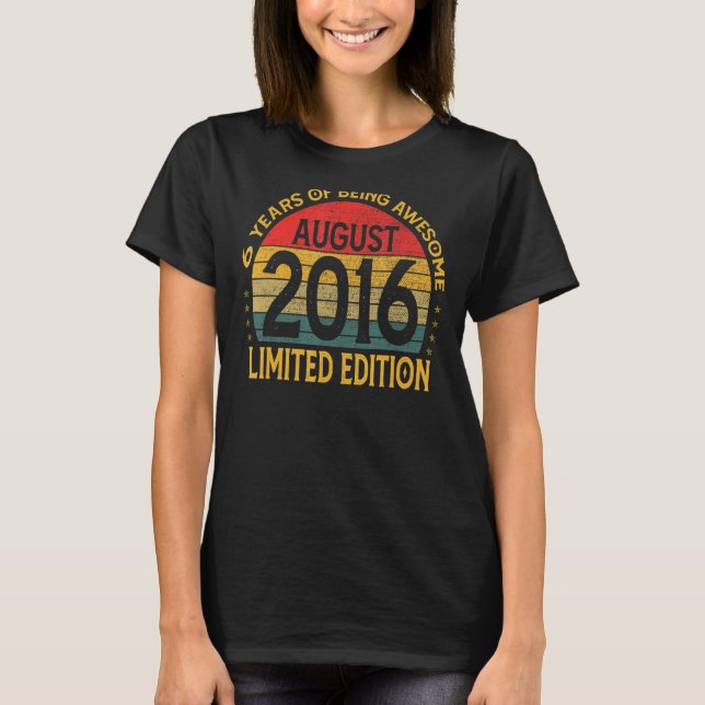 Vintager August 2016 Geburtstag T-Shirt (Vorderseite)