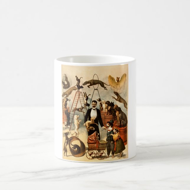 Vintager ausgebildeter Zirkus-Hundetaten-Trick Kaffeetasse (Mittel)
