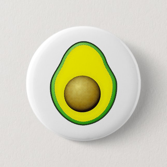 Vintager Avocado Zeichnend Button (Vorderseite)