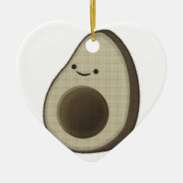 Vintager Avocado Zeichnend Keramikornament (Vorne)