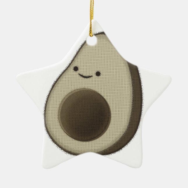 Vintager Avocado Zeichnend Keramikornament (Vorne)