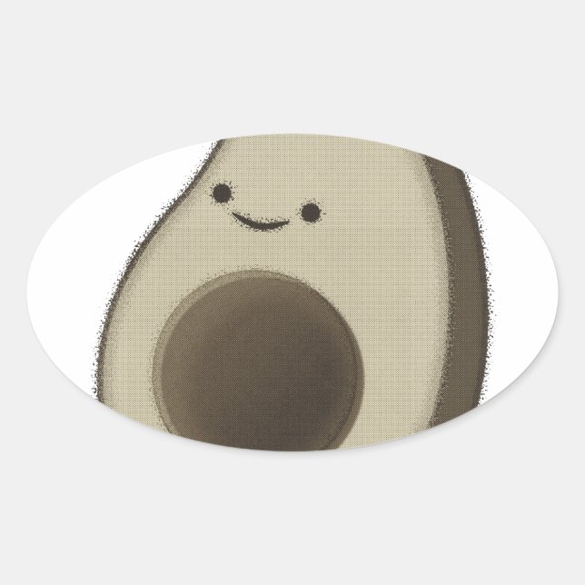 Vintager Avocado Zeichnend Ovaler Aufkleber (Vorderseite)