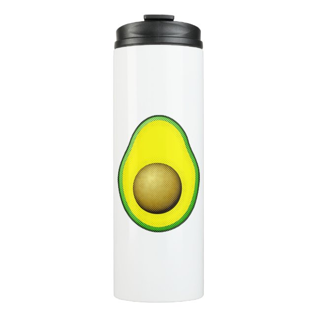Vintager Avocado Zeichnend Thermosbecher (Vorderseite)