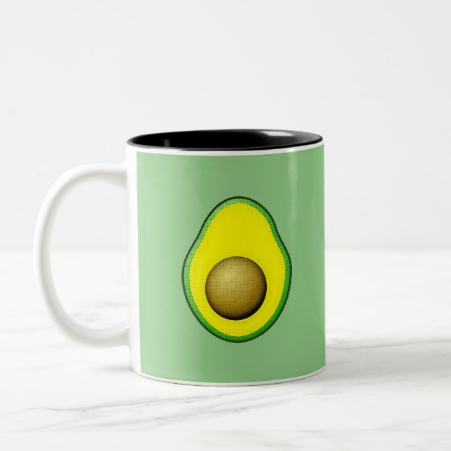 Vintager Avocado Zeichnend Zweifarbige Tasse (Links)