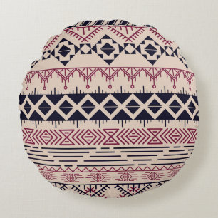 Vintager aztekischer Hintergrund, ethnisches Muste Rundes Kissen