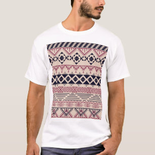 Vintager aztekischer Hintergrund, ethnisches Muste T-Shirt