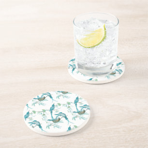 Vintager Baby Bird mit Moma- und Papa-Bird-Unterse Getränkeuntersetzer