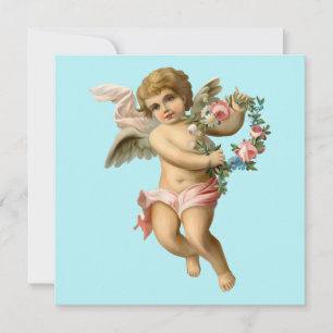 Vintager Baby-Cherub mit Blume Karte