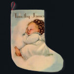 Vintager Baby-Engel, der in den Wolken schläft Kleiner Weihnachtsstrumpf<br><div class="desc">Personifizieren Sie diesen reizenden Strumpf eines Babyengels,  der in den Wolken schläft.</div>