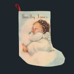 Vintager Baby-Engel, der in den Wolken schläft Kleiner Weihnachtsstrumpf<br><div class="desc">Personifizieren Sie diesen reizenden Strumpf eines Babyengels,  der in den Wolken schläft.</div>