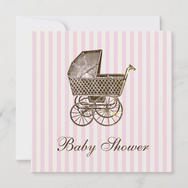 VINTAGER BABY PRAM| BABY SHOWER EINLADUNG (Vorderseite)
