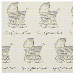 Vintager BabyPram auf gelbem Gingham Stoff