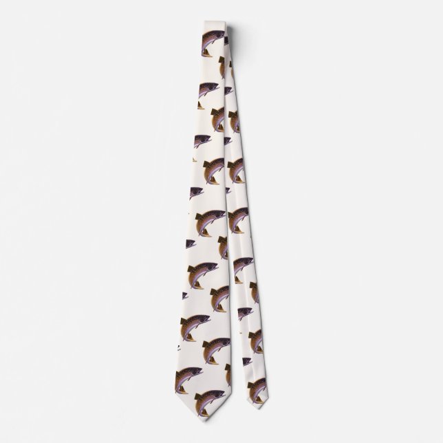 Vintager Bachforellenfisch, Sportfischer Krawatte (Vorderseite)