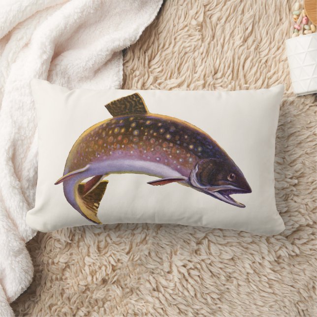 Vintager Bachforellenfisch, Sportfischer Lendenkissen (Decke)