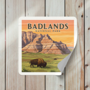 Vintager Badlands-Nationalpark Quadratischer Aufkleber