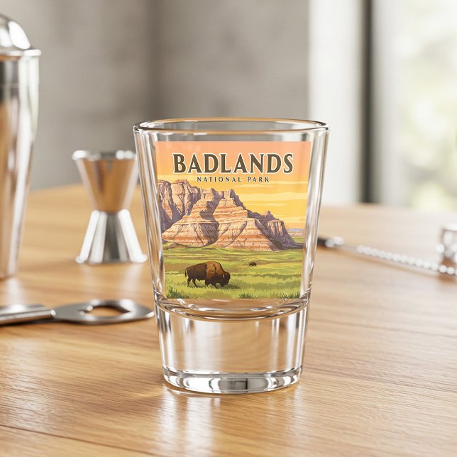 Vintager Badlands-Nationalpark Schnapsglas (Von Creator hochgeladen)