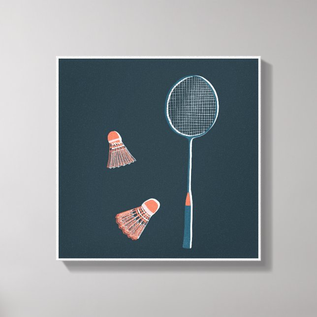 Vintager Badminton Print - handgezeichnet für Sie! Leinwanddruck (Vorderseite)
