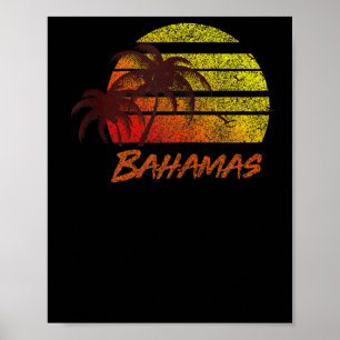 Vintager Bahamas Beach Sunset, Retro Surf T-Shirt Poster