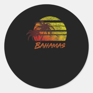 Vintager Bahamas Beach Sunset, Retro Surf T-Shirt Runder Aufkleber