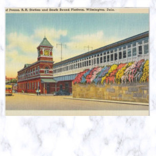 Vintager Bahnhof Penna RR Wilmington Delaware Post Postkarte